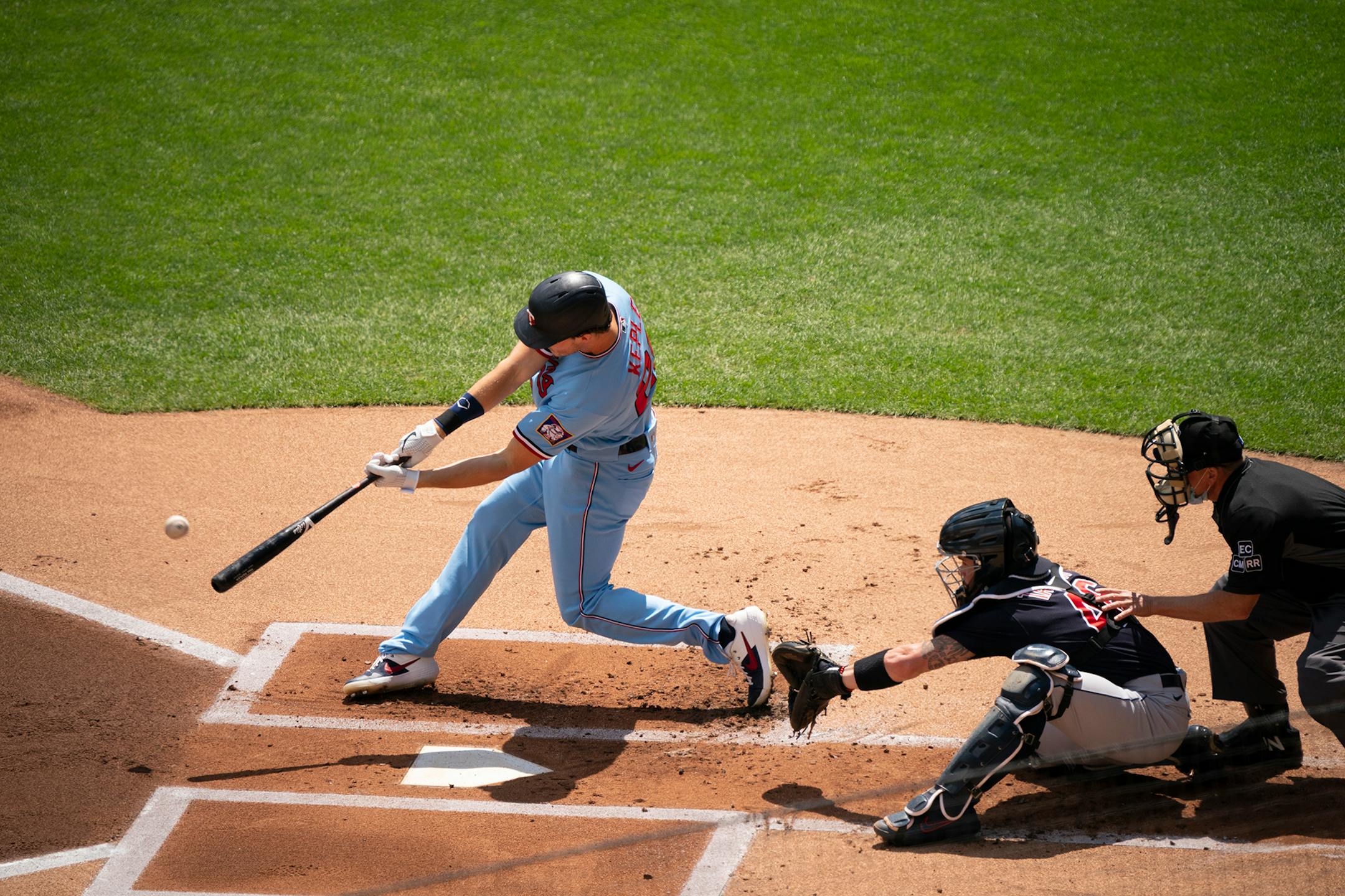 Minnesota Twins right fielder Max Kepler (26) connected for a ground rule double in the first inning.