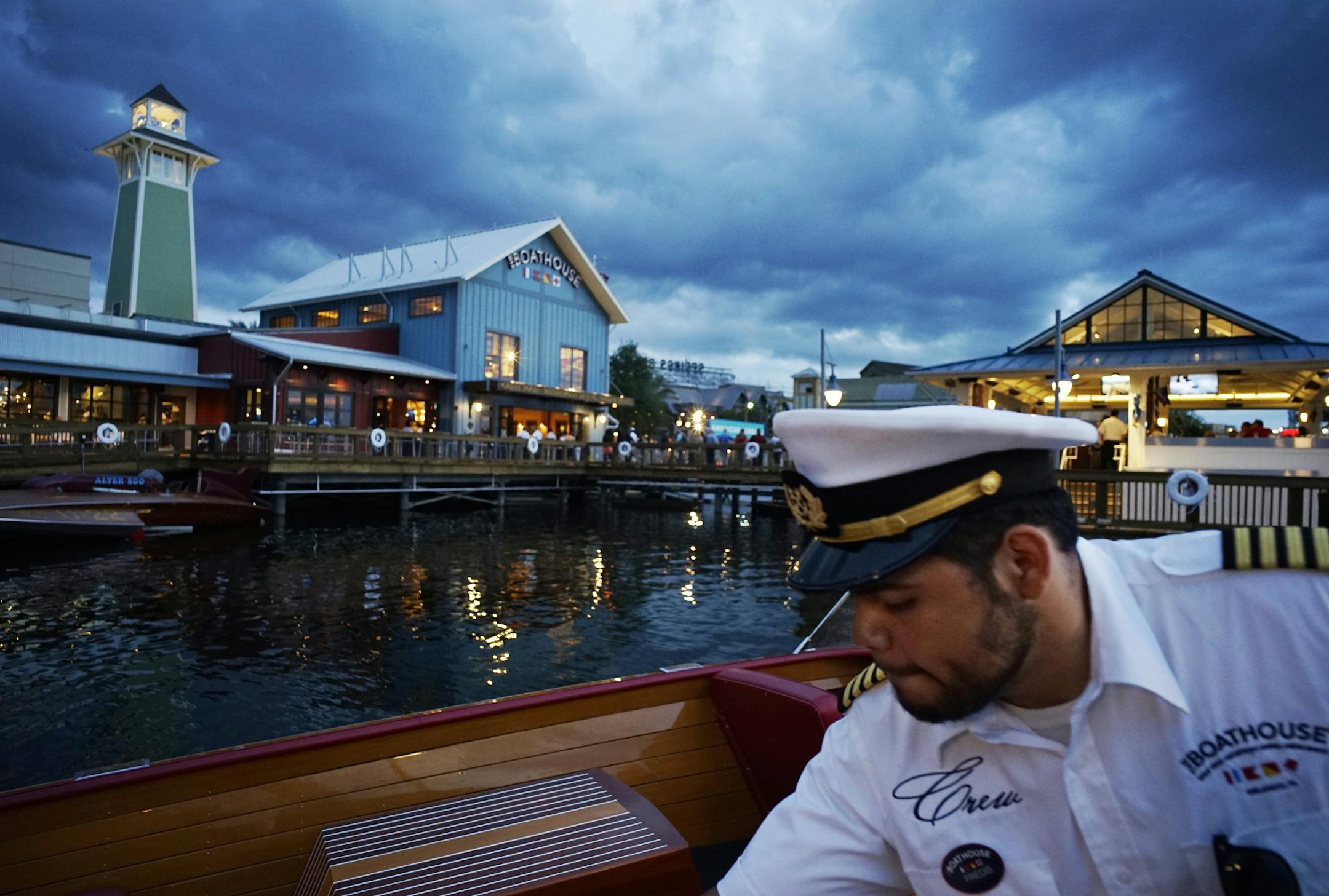 In downtown Disney at Steve Schussler's newly opened Boathouse, the restaurant is a high-end dinner destination which features the creator's triple threat: good food, entertainment, and an extensive gift shop .