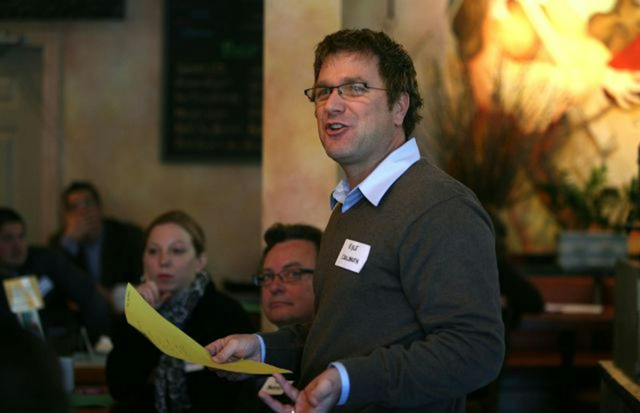 Kyle Coolbroth, a former corporate executive from Ham Lake, will join in the collaboration and idea-sharing during the weekly gatherings at Crema Cafe, even though it will be a long commute for him.