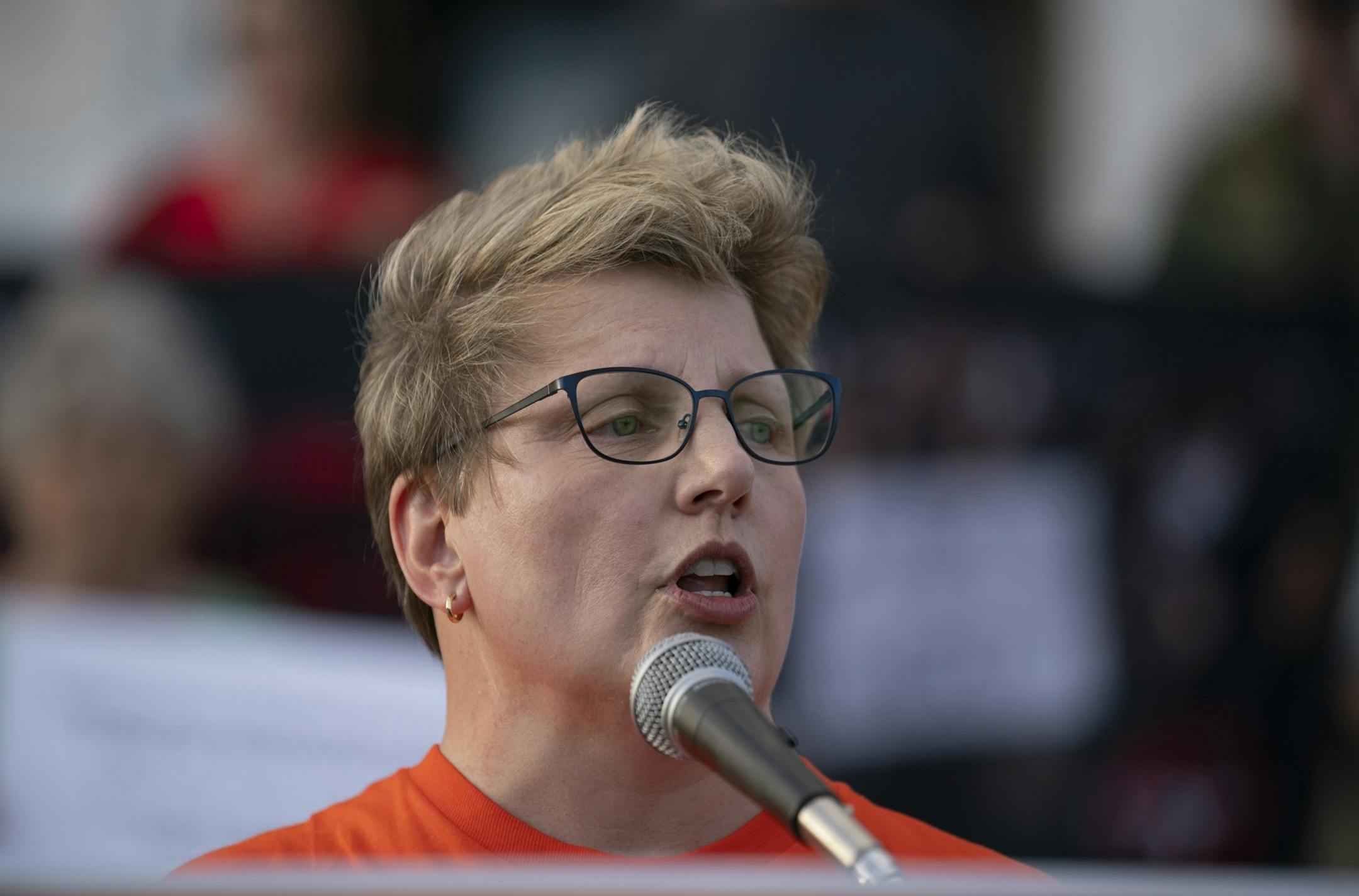 The Rev. Nancy Nord Bence, executive director of Protect Minnesota, one of the rally's sponsors, addressed the crowd.