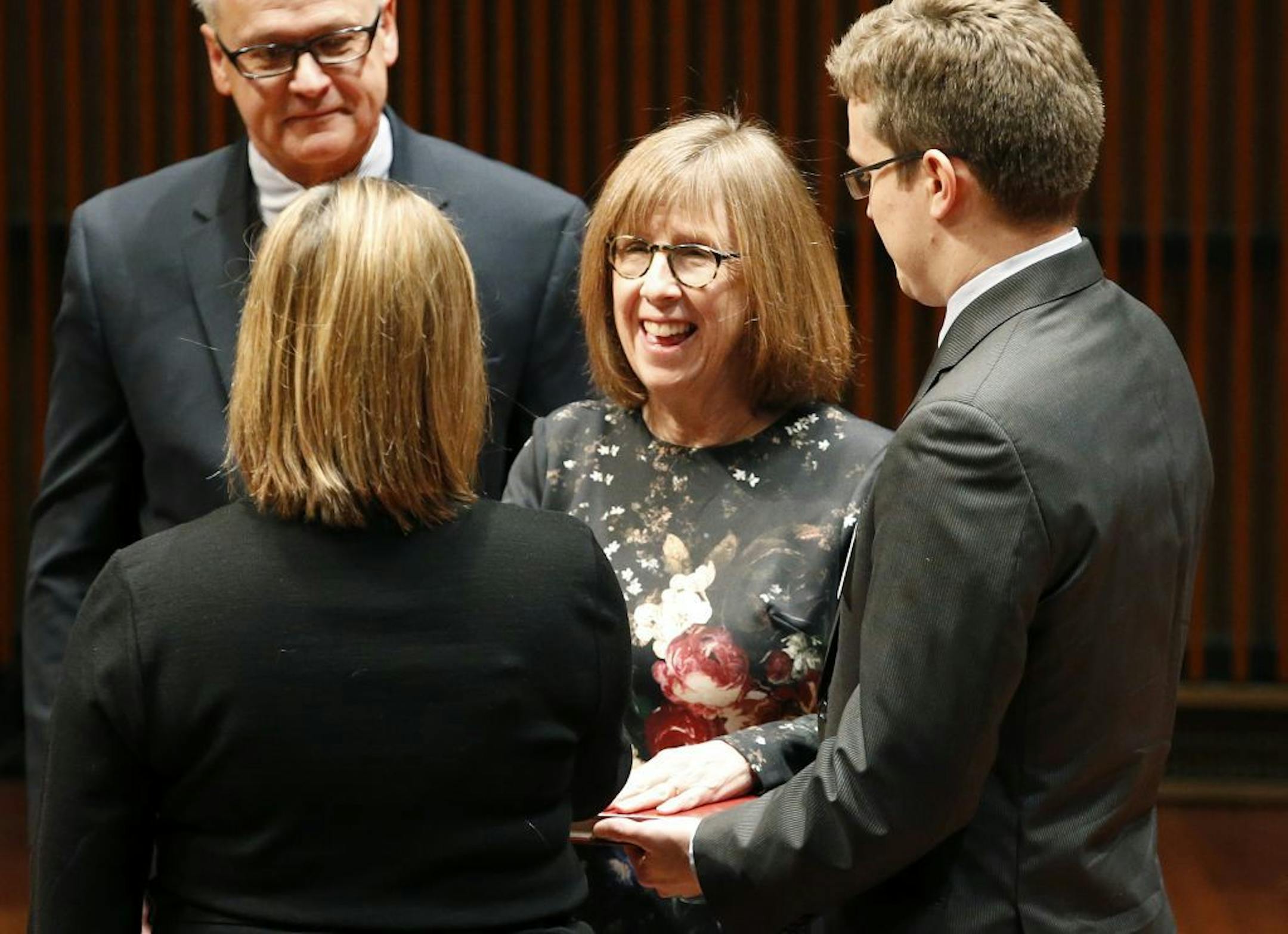 Jane L. Prince smiled after taking an oath during the St. Paul inauguration ceremony for its City Council members on Tuesday.