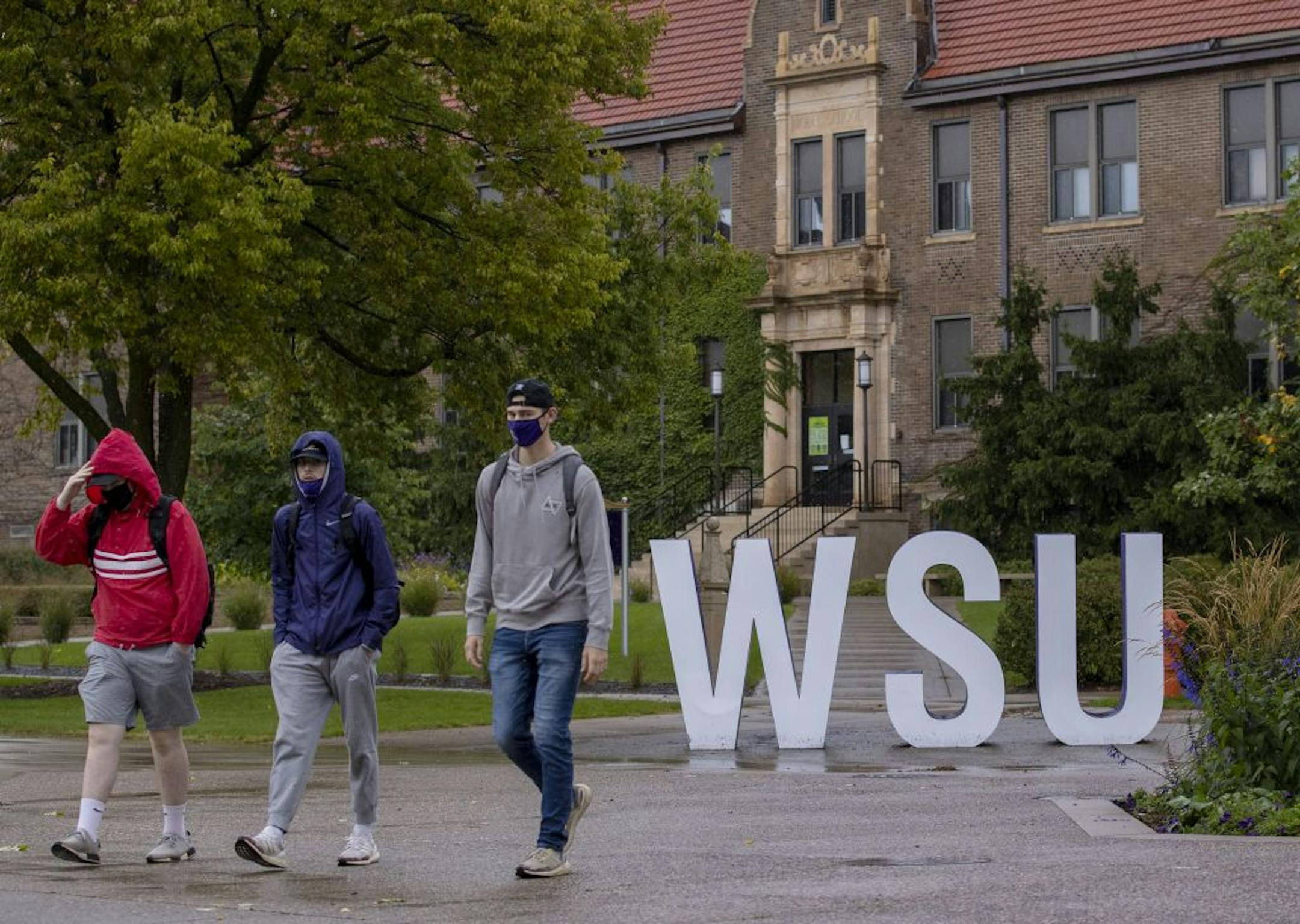 Students walked on the campus of Winona State University.