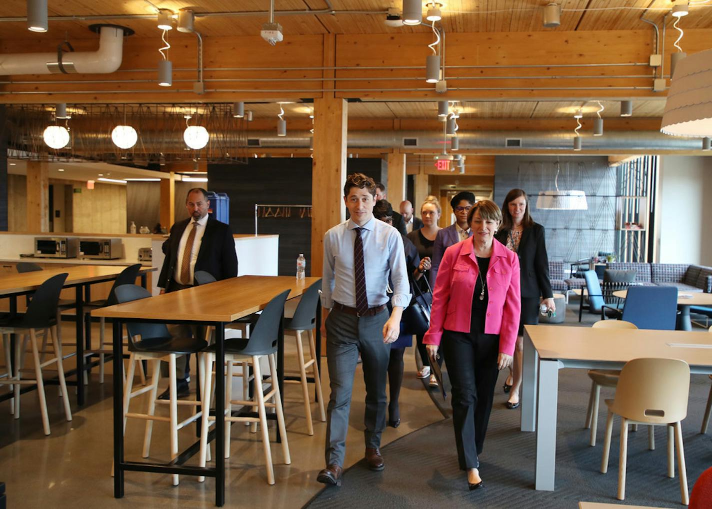 Minneapolis Mayor Jacob Frey and U.S. Sen. Amy Klobuchar were among the officials at the Amazon tech office in Minneapolis on Wednesday.