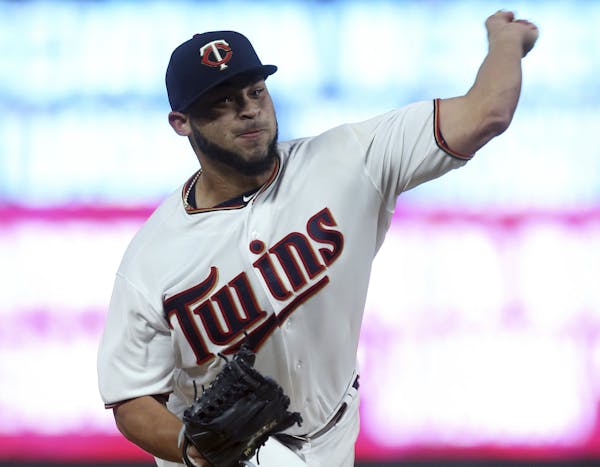 Minnesota Twins pitcher Gabriel Moya throws against the Detroit Tigers in a baseball game Wednesday, Sept. 26, 2018, in Minneapolis. (AP Photo/Jim Mon
