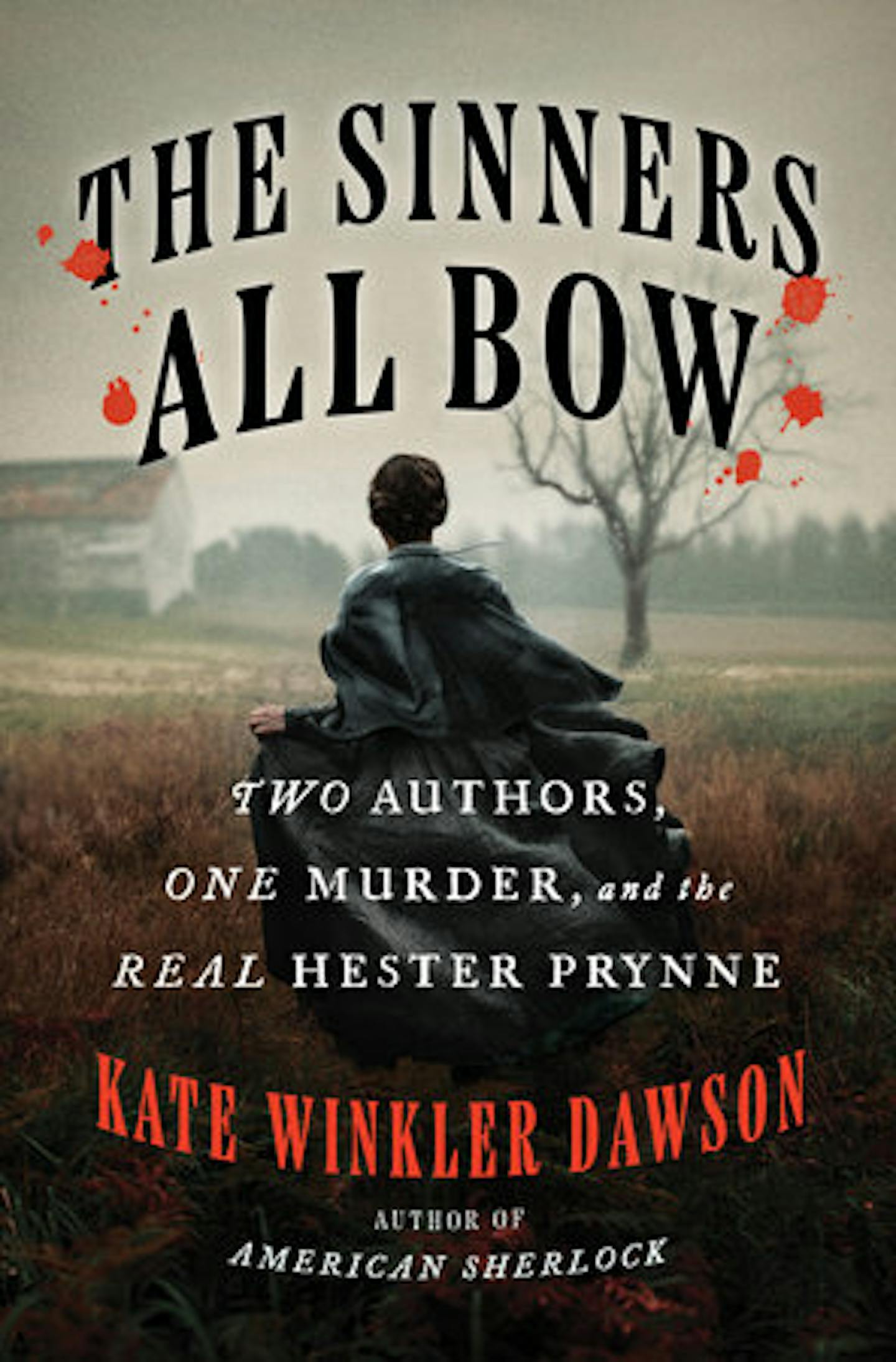 The cover of The Sinners All Bow features an image of a woman, running in a field in 19th-century dress.