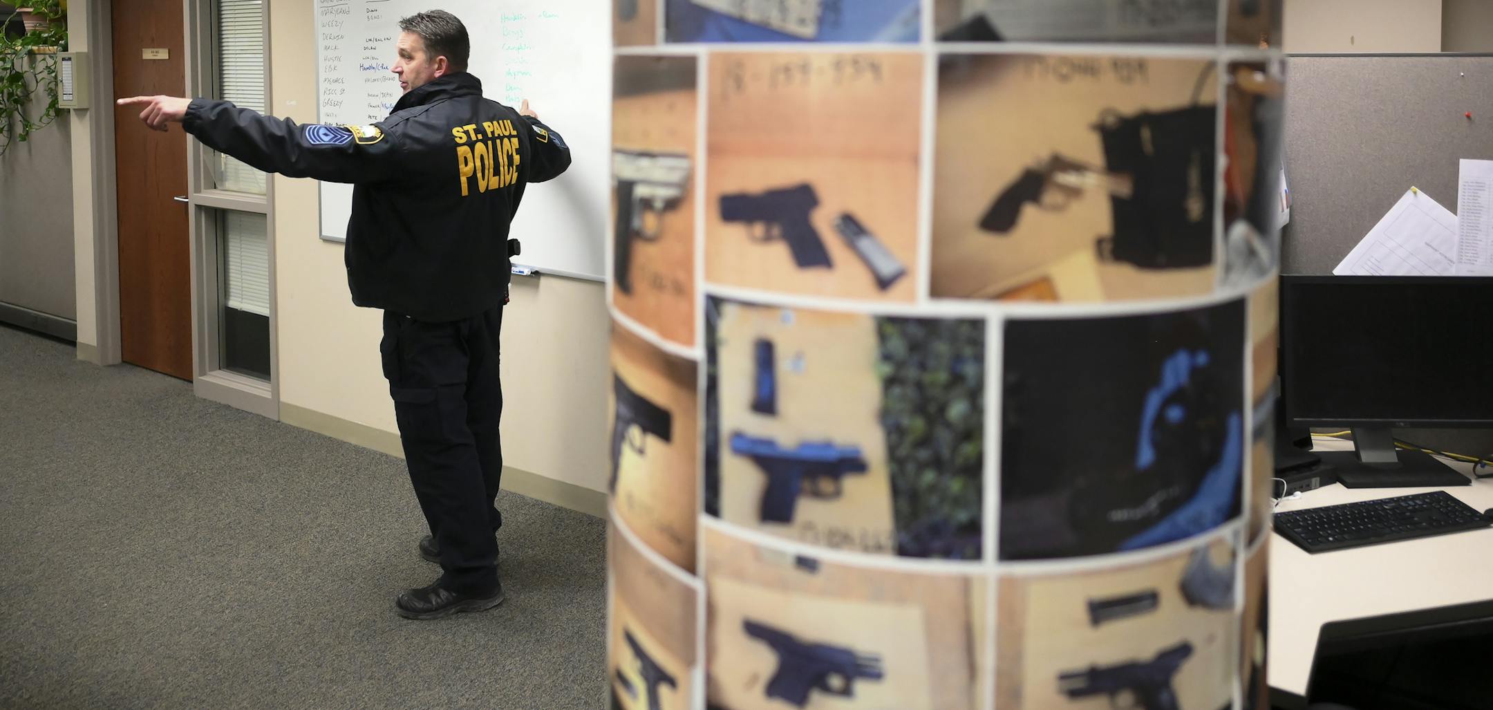 St. Paul Police Sgt. Shawn Campbell briefed members of the department's gang unit before they executing a warrant while searching for evidence Wednesday night related to a recent shooting. ] Aaron Lavinsky • aaron.lavinsky@startribune.com What began as a gathering of opposing gang members in northeast Minneapolis this summer quickly turned deadly, escalating into a roaming gun battle that dropped 51 bullet casings at the scene. It's not clear what started the mayhem, but police say a disr