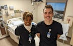 Nkeiruka Iogbonna and Wyatt Orth, both nurses at CentraCare's St. Cloud Hospital, are part of St. Cloud State's first cohort of students earning a nur