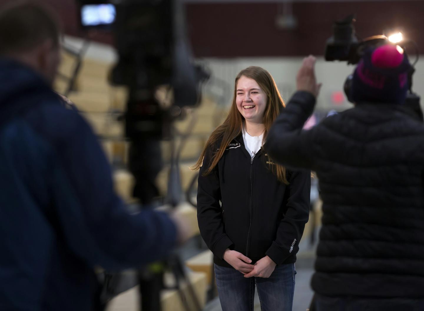 Apple Valley Junior Taylor DeForrest was in the spotlight Thursday afternoon after making 112 saves in six overtimes on Wednesday night in a Class 2A, Section 3 girls&#x2019; hockey quarterfinal at Bielenberg Ice Arena in Woodbury. The game lasted more than 121 minutes and despite the amazing saves, Apple Valley lost the game 3 to 2 on a goal from Anya Haflz. ] Brian.Peterson@startribune.com Apple Valley, MN - 02/04/2016