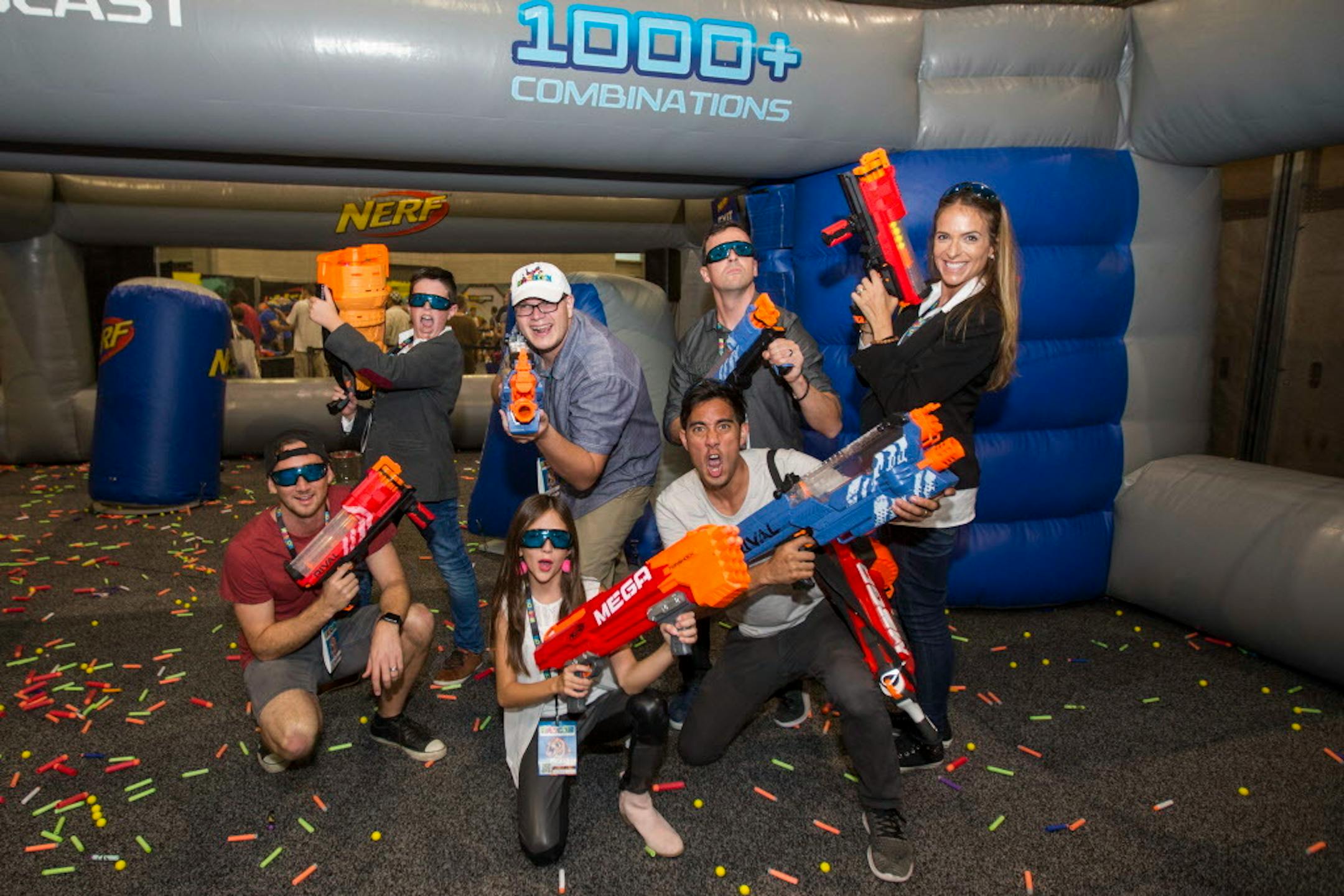 This is what a Nerf battle looks like (photo taken at HASCON, a Hasbro, Inc., Nerf event in September in Providence, R.I.