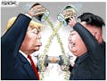 Sack cartoon: Donald Trump and Kim Jong Un