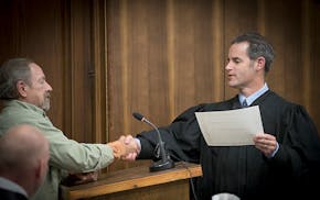 Duluth Judge Shaun Floerke gave praise to a defendant Dennis Blake during DWI court, Friday, August 11, 2017 in Duluth, MN.