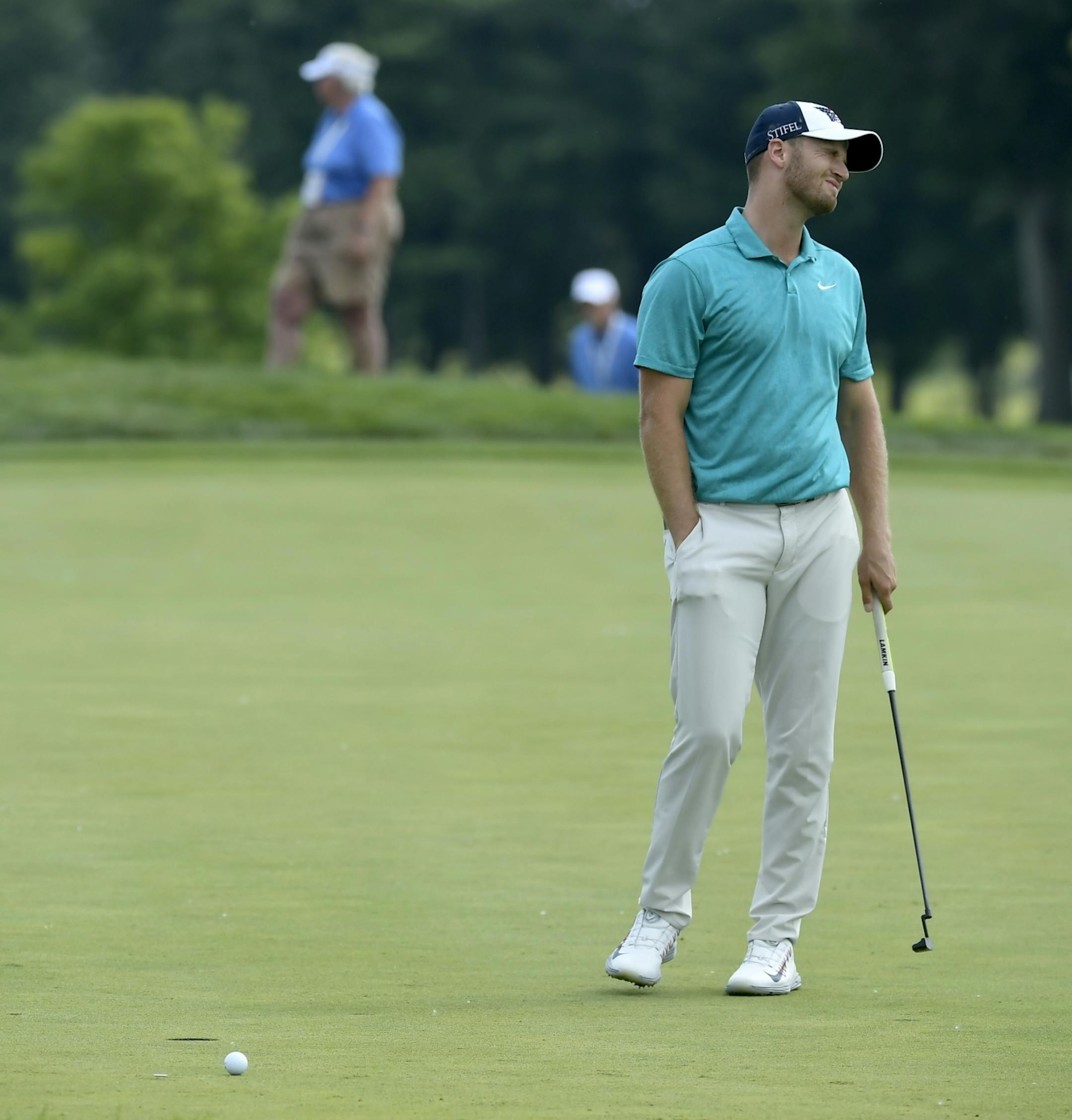 Wyndham Clark missed his putt on the 13th hole during the 3M Open at TPC Twin Cities.