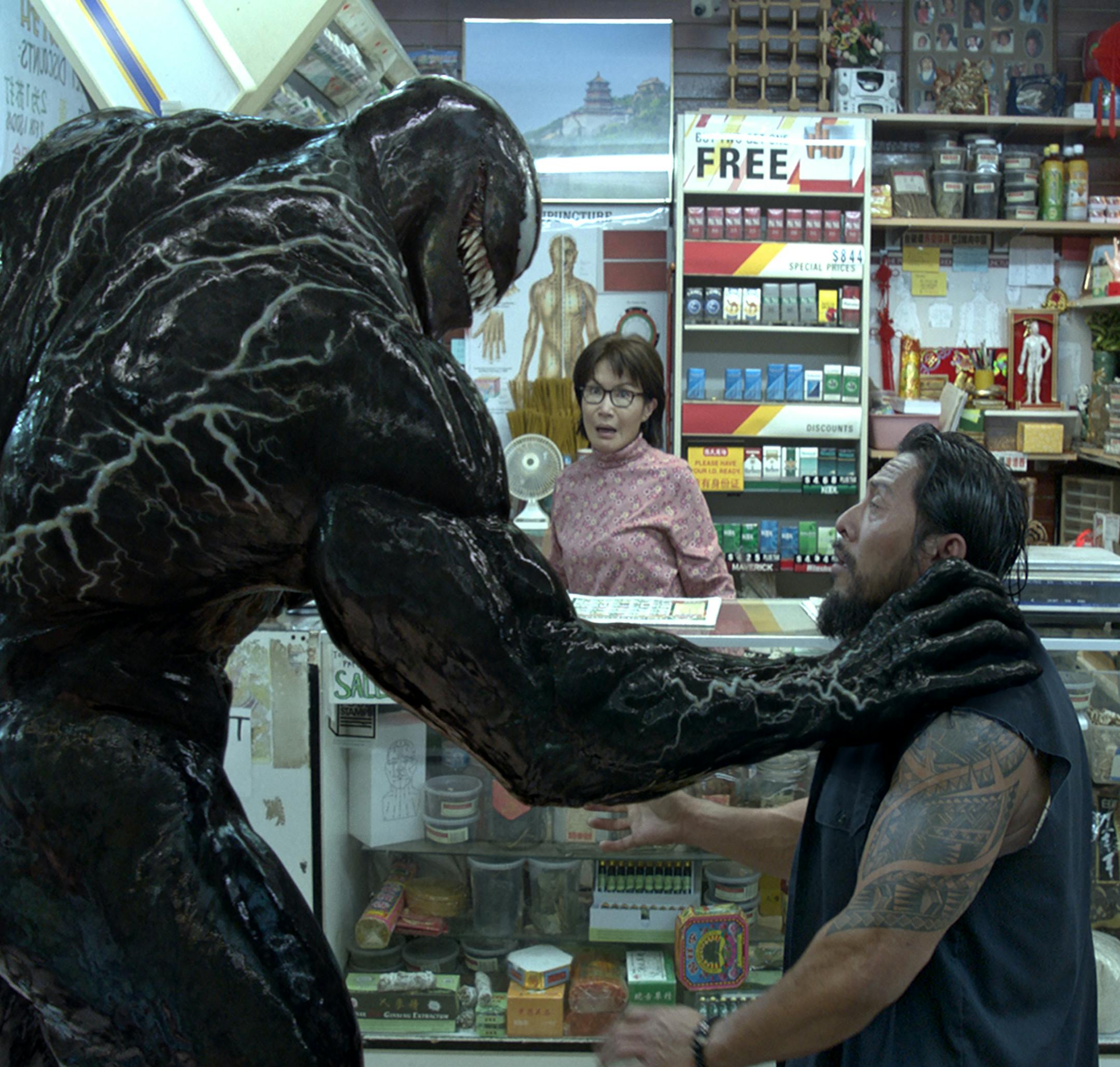 This image released by Sony Pictures shows a scene from "Venom." (Sony Pictures via AP)