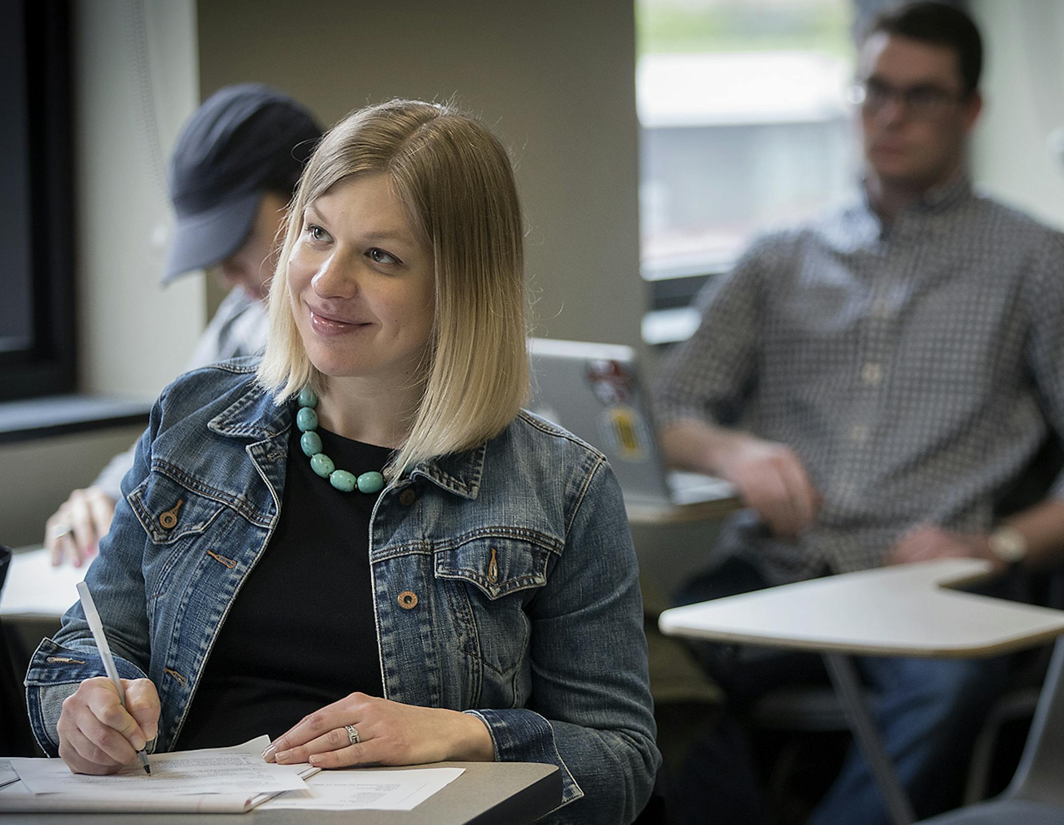 U of M teacher Maggie Heier tested and interviewed students during a class project, Thursday, April 20, 2017 in Minneapolis, MN. For years, critics have derided the liberal arts as a ticket to a dead-end job. But now the University of Minnesota is fighting back with a new campaign to train students how to use their liberal arts degrees as a selling point to potential employers. ] ELIZABETH FLORES &#xef; liz.flores@startribune.com