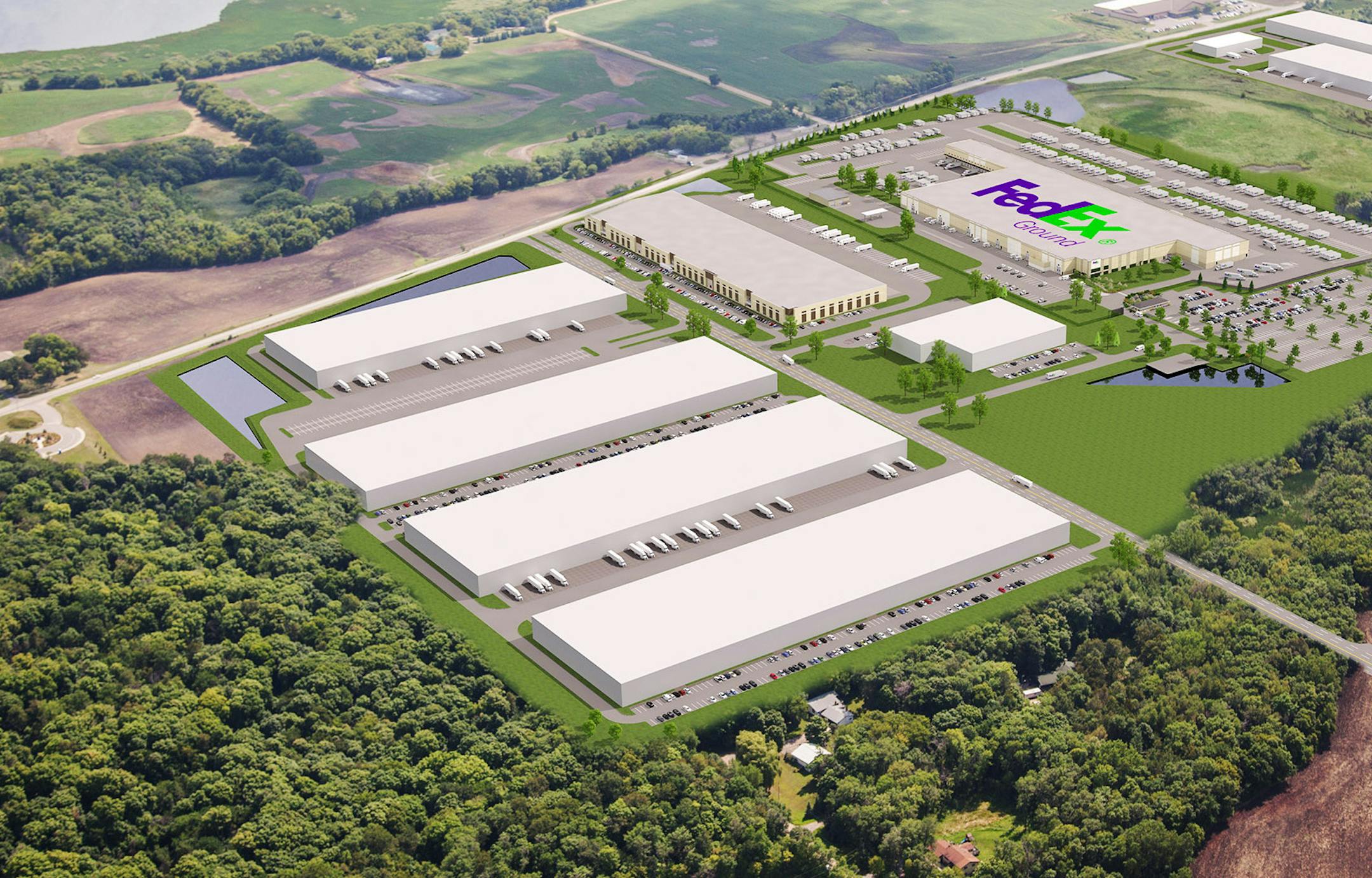 Aerial rendering of FedEx in Rogers, MN