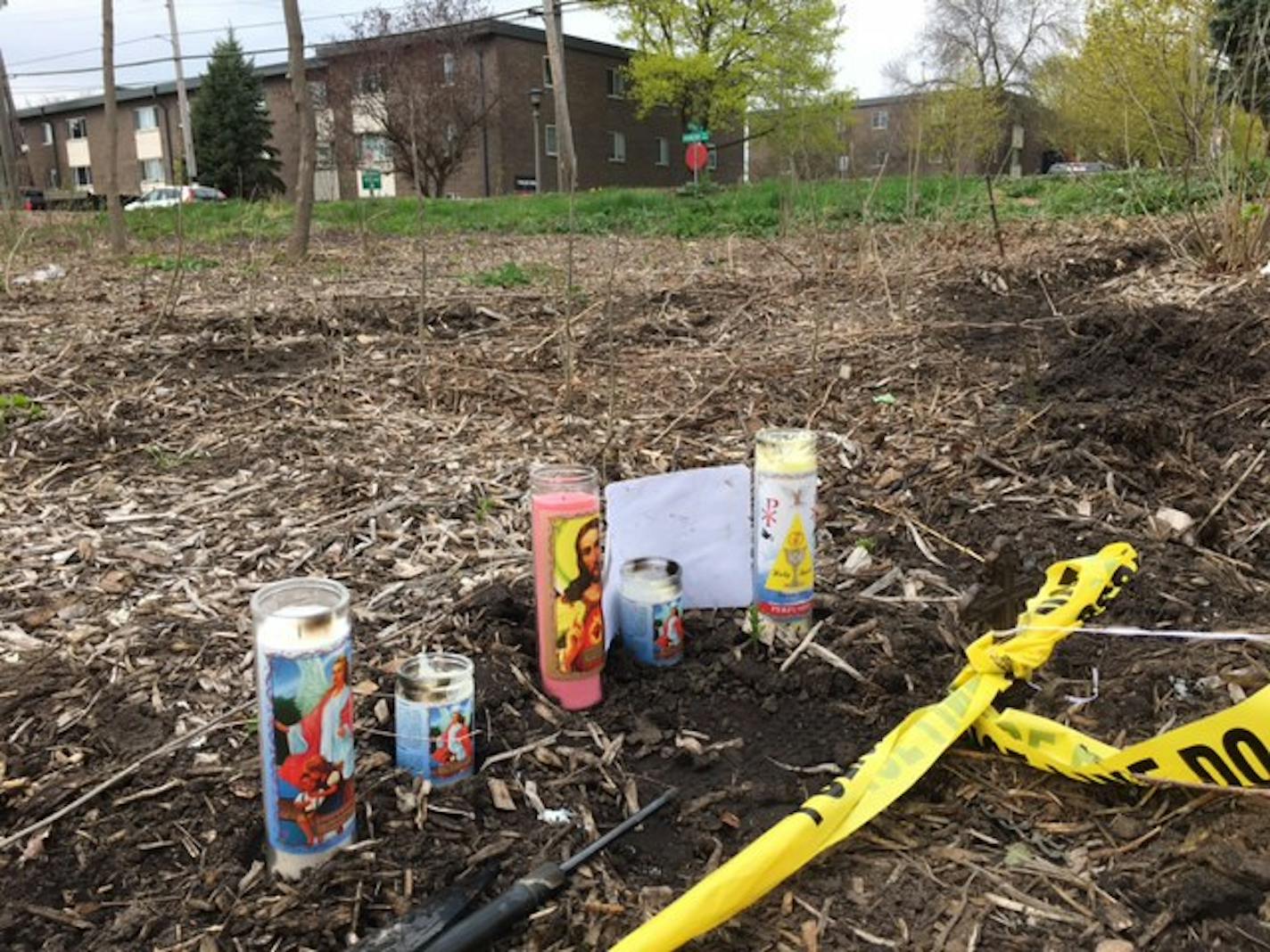 A memorial marks the scene of a fatal crash in St. Paul following a chase that began in Falcon Heights.