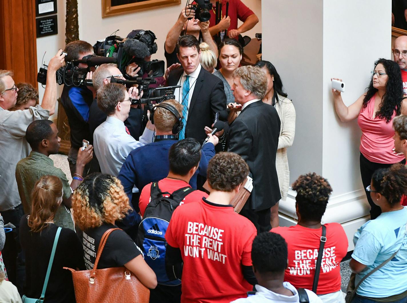 Bruce Nestor, the attorney representing the wage-hike supporters spoke to reporters after he testified before the Minnesota Supreme Court.