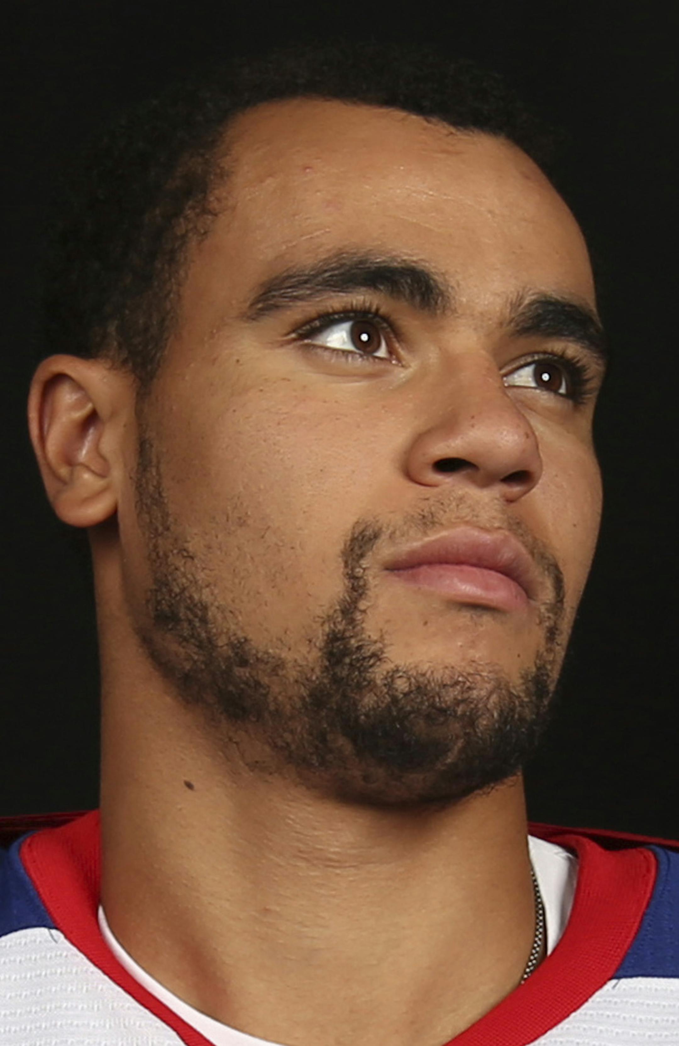 United States Olympic Winter Games ice hockey's Jordan Greenway poses for a portrait at the 2017 Team USA Media Summit Monday, Sept. 25, 2017, in Park City, Utah. (AP Photo/Rick Bowmer)