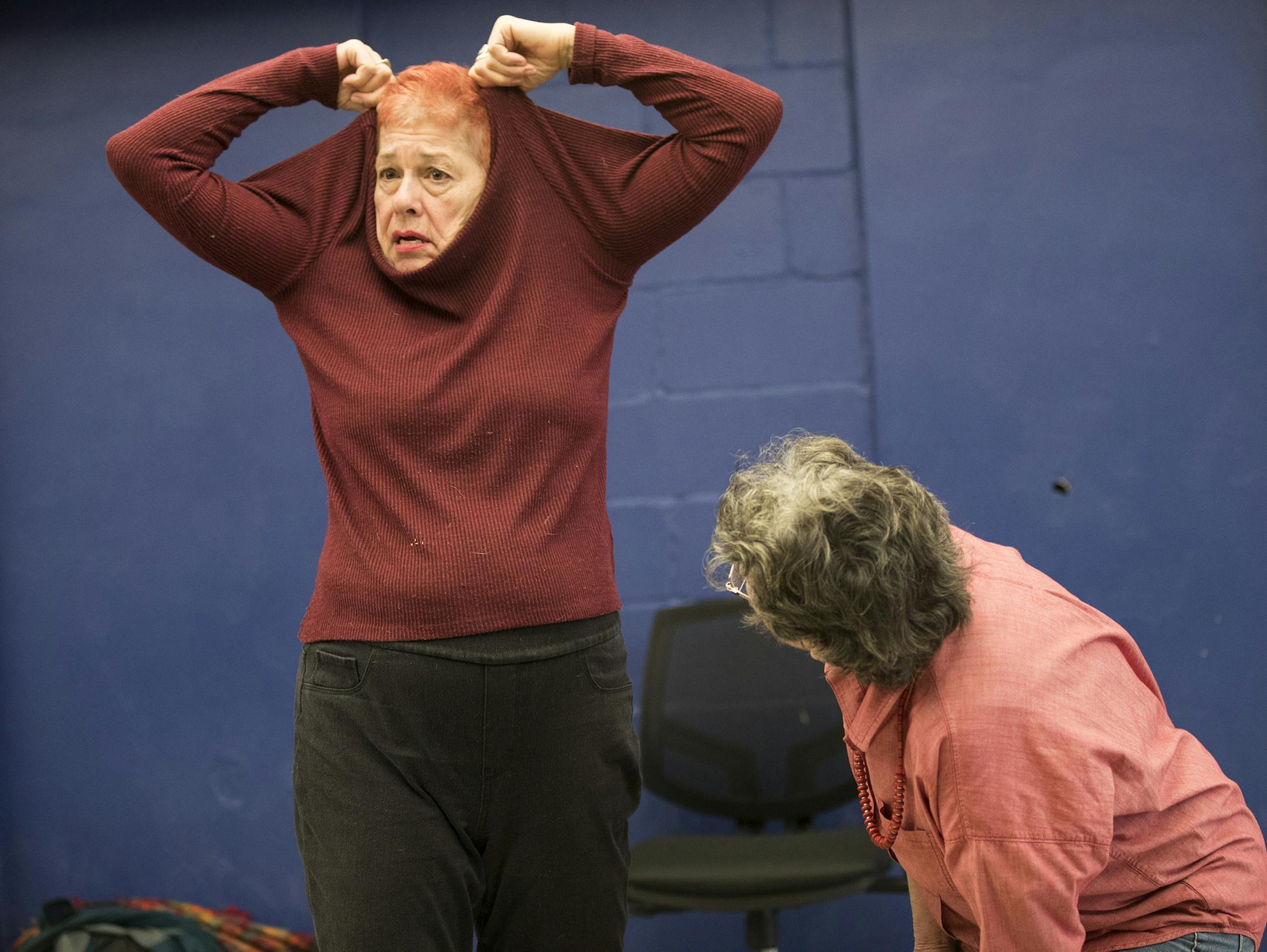 Nikki LaSorella, left, 73, works with classmate Susan Youngdahl, 79, on an improv exercise during class on Jan. 30, 2017 in Minneapolis, Minn. (Leila Navidi/Minneapolis Star Tribune/TNS) ORG XMIT: 1200545