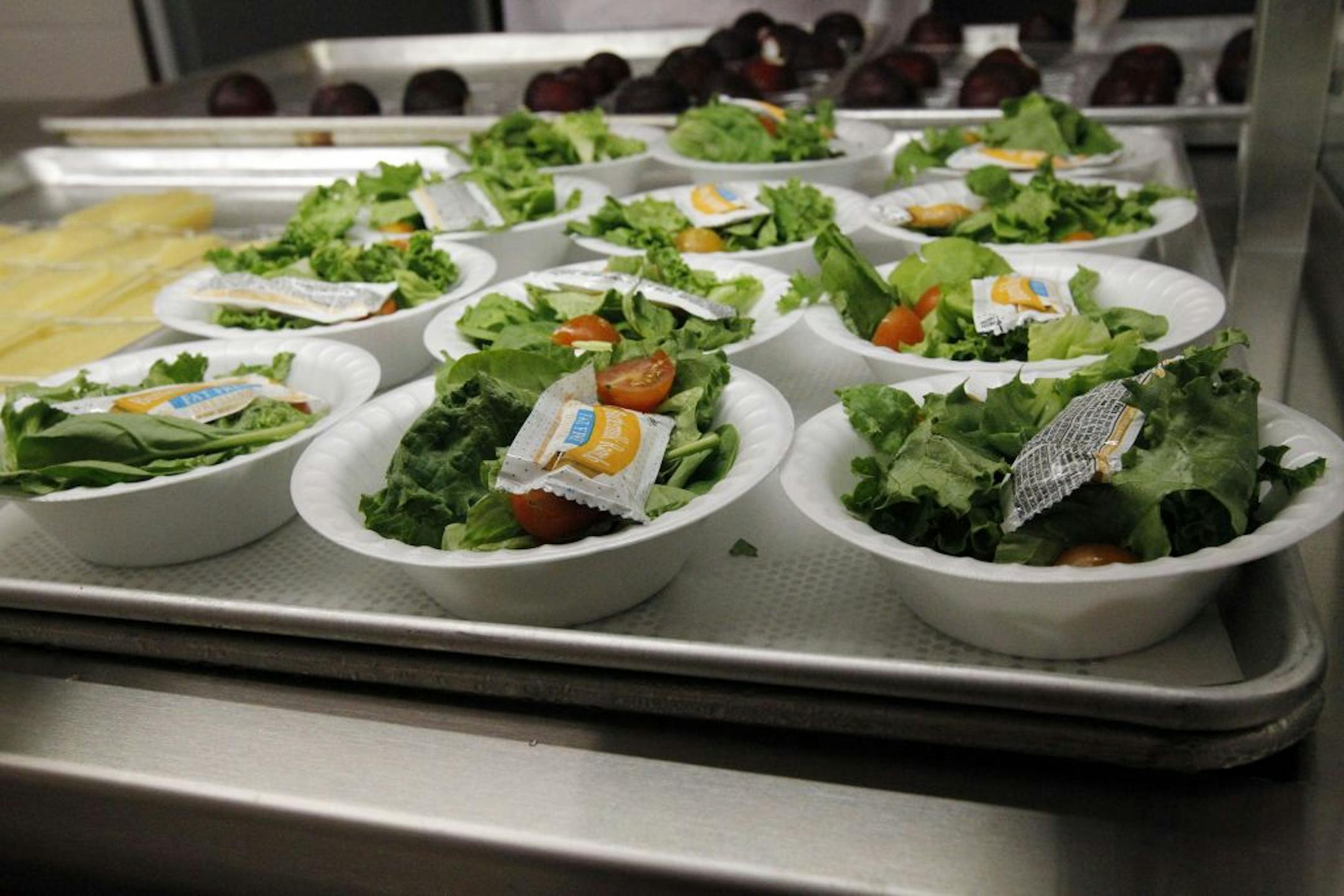 File photo: Side salads await the student of Eastside Elementary School in Clinton, Miss.