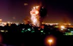 BAGHDAD, IRAQ— BC-OPINION-SAMAN-IRAQ-WAR-ART-NYTSF— A view of Baghdad after being hit by an American cruise missile during nighttime bombing on Ma