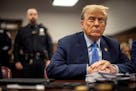 Former President Donald Trump in the courtroom for his criminal trial at Manhattan Criminal Court on April 26.