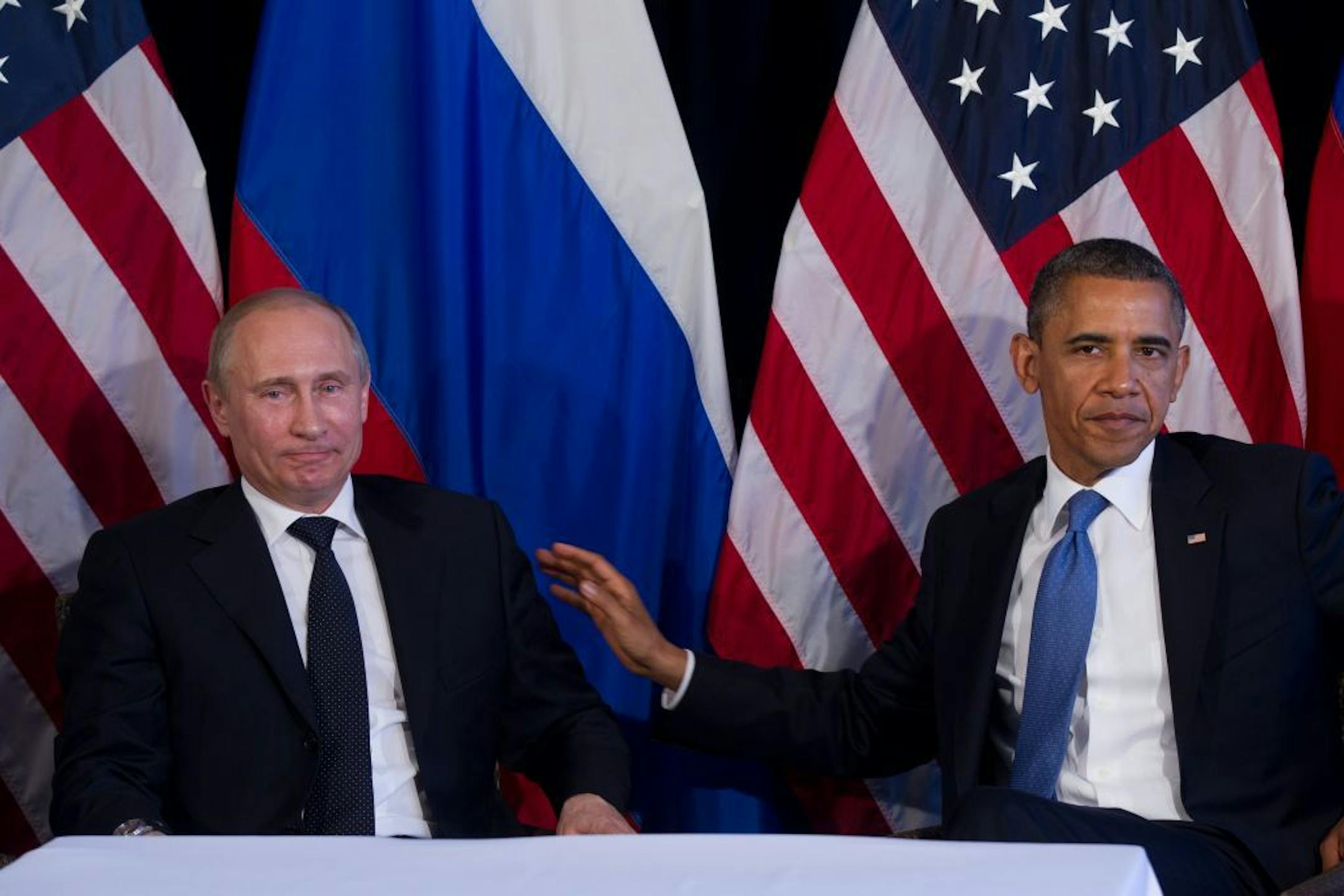 June 2012: President Barack Obama meets with Russian President Vladimir Putin at the Group of 20 summit meeting in Los Cabos, Mexico.