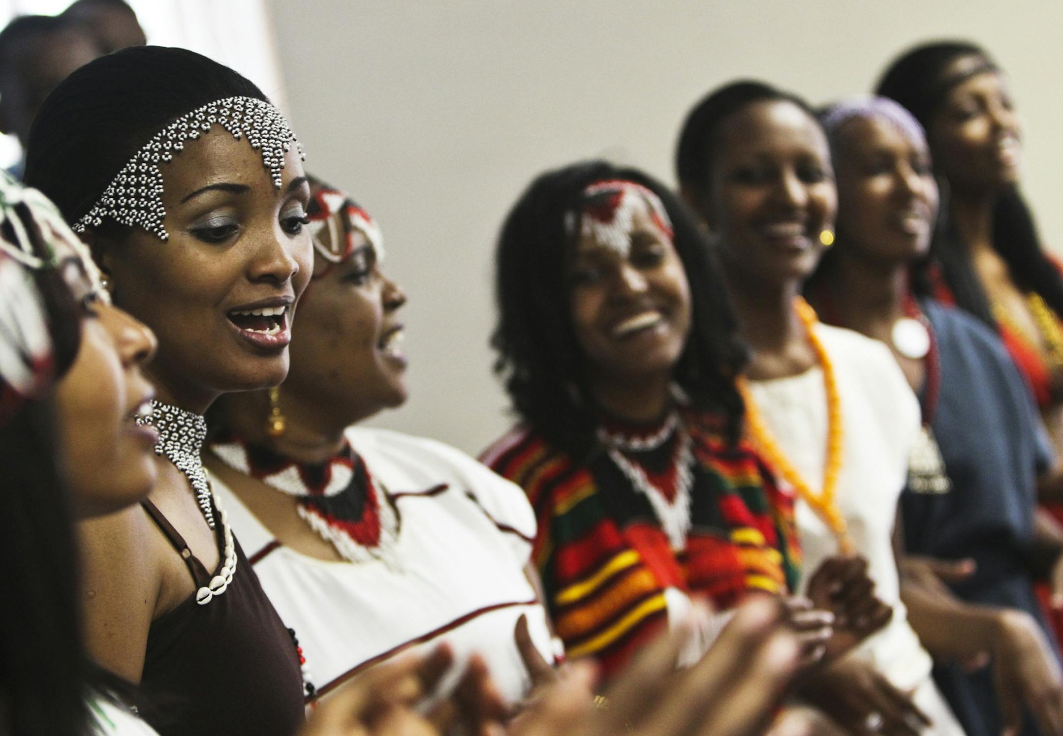 Members of the Nehemiah Choir and other singers rehearsed before performing Saturday, July 7, 2012, at Our Redeemer Oromo Evangelical Church in Minneapolis, MN, as part of the celebration of Oromo people.