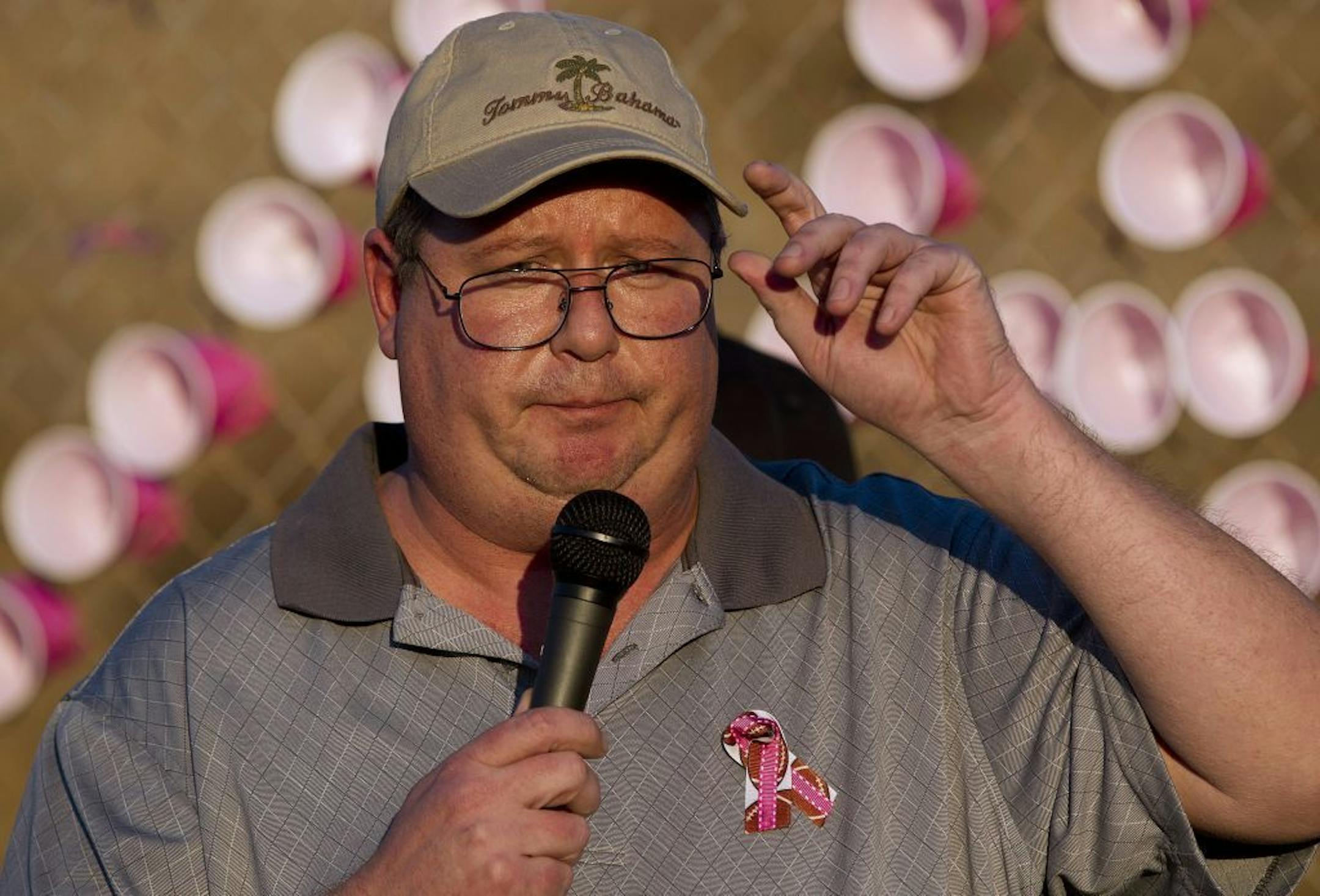 Brett Anderson, father of Hannah and Ethan speaks at a candlelight vigil held Tuesday night, Aug. 6, 2013, at El Capitan High School in Lakeside, Calif.