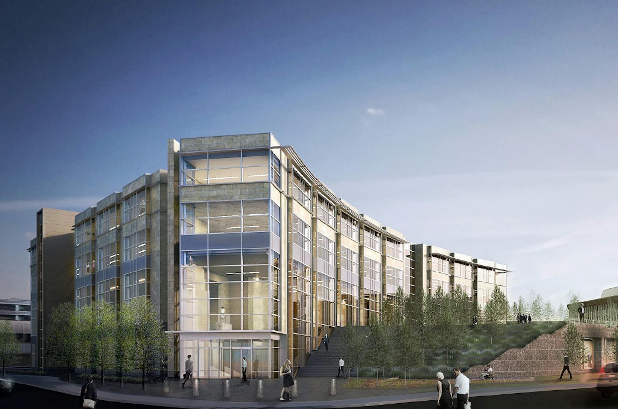 An artist's rendering shows a proposed $90 million legislative office building and parking facility planned for near the Minnesota Capitol.