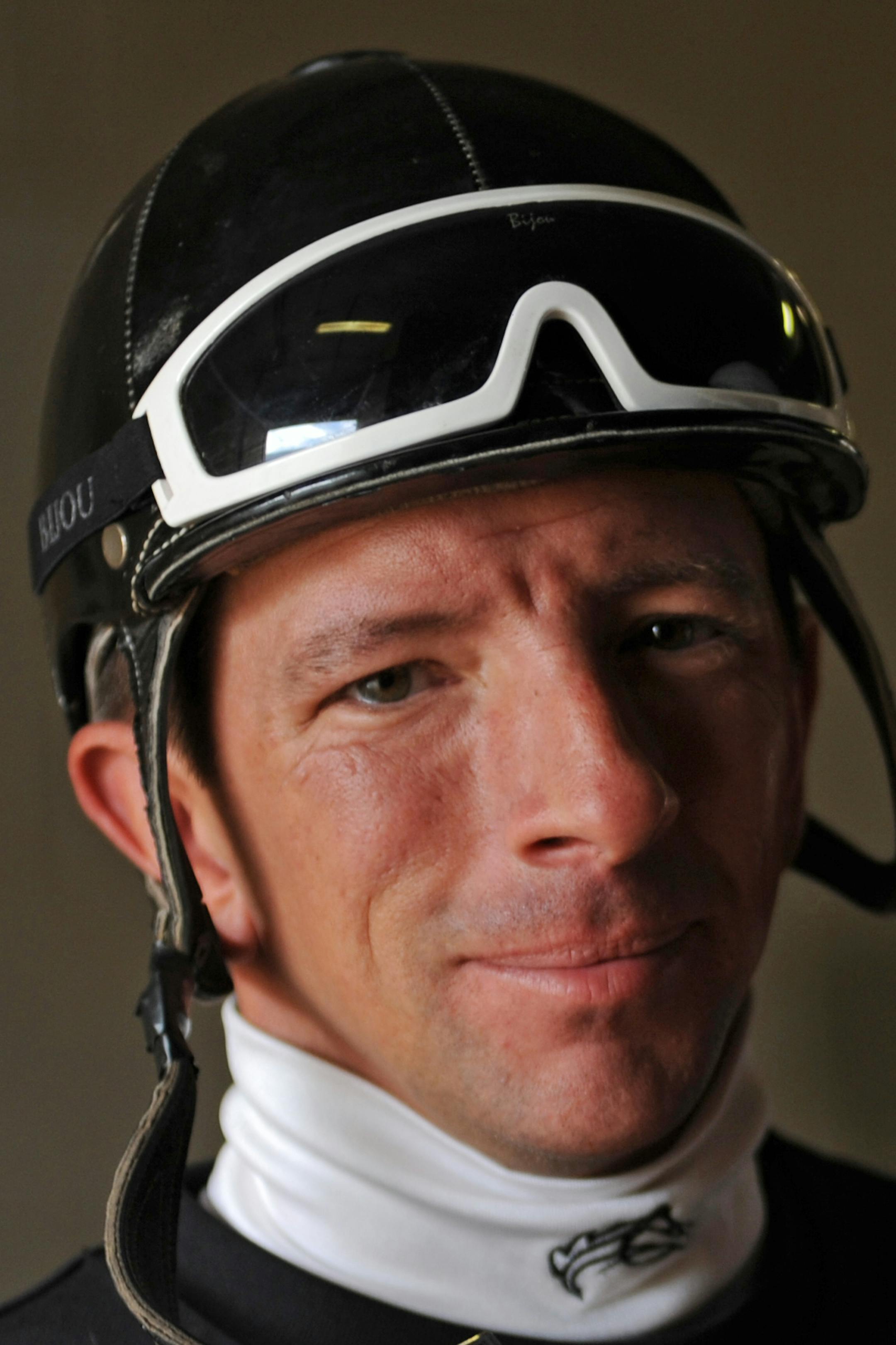 Dean Butler, the leading jockey at Canterbury for the past three years is married to Bernell Rhone's daughter, LeAnn Butler who is an assistant trainer for her father who is also one of the leading trainers at Canterbury Downs. Dean and LeAnn Butler slowed down enough to have their portrait taken on a break in the morning workout. ] Richard.Sennott@startribune.com Richard Sennott/Star Tribune. , Shakopee Mn. . Tuesday 05/15/12) ** Dean Butler LeAnn Butler (cq) ORG XMIT: MIN2013091118354792