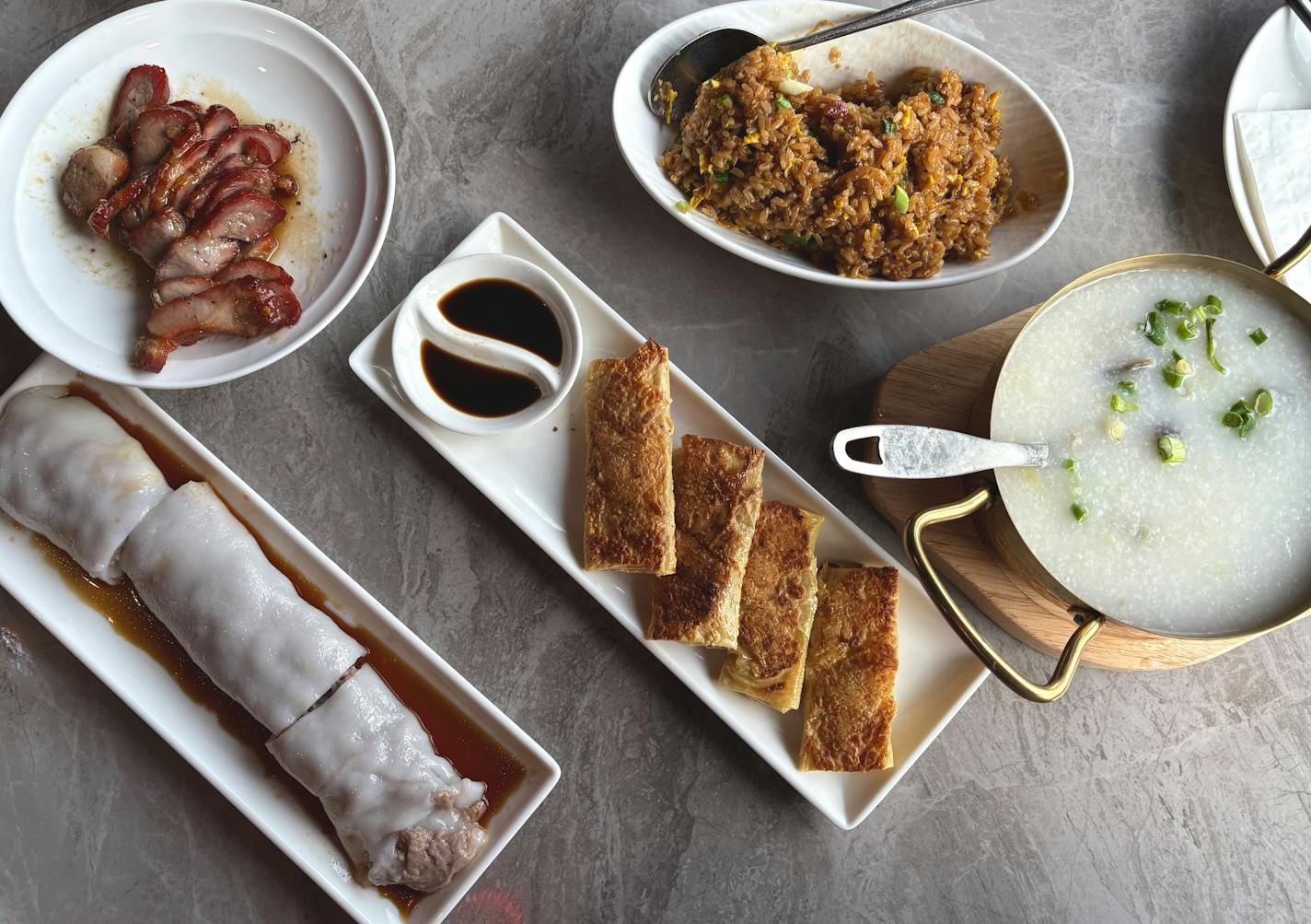 Jade Dynasty's menu includes crispy fried tofu skins, roast pork dim sum, chicken fried rice, congee and beef in rice noodle wrapper.