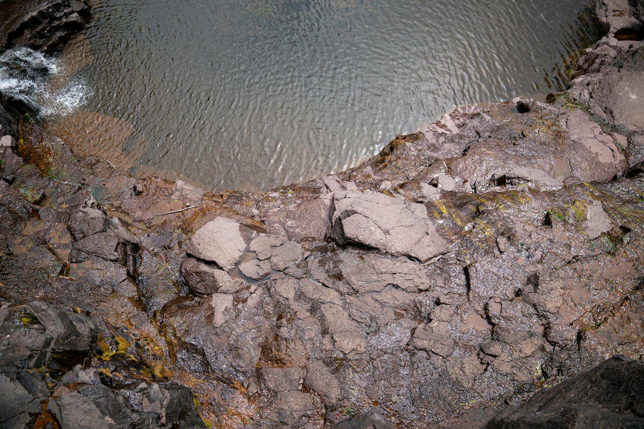 The western falls at Gooseberry Falls State Park was dried up on Wednesday, July 21, 2021. Sections of the falls have dried out because of the drought that has plagued the Midwest this summer.