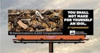 A billboard going up near Mebane from the North Carolina Council of Churches pits the Second Amendment against the Second Commandment.