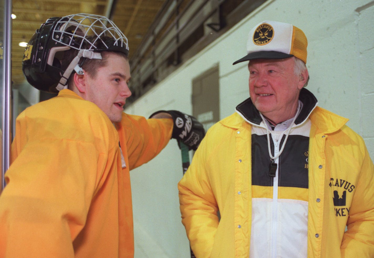 Former Gustavus hockey coach Don Roberts, right (2006 photo)