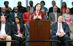 Minneapolis Mayor Betsy Hodges delivered her 2016 State of the City Address at the MacPhail Center for Music, Tuesday, May 17, 2016 in Minneapolis, MN
