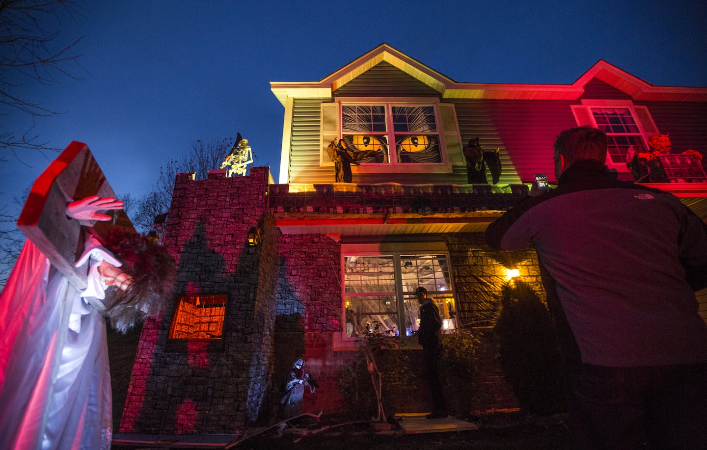 The haunted scene on at Stacy and Kevin Waller house on Potassium Street NW, in Ramsey, Minn., on Wednesday, October 22, 2014. Fourteen families are competing in the city of Anoka's annual Halloween outdoor decorating contest. They got an honorable mention. ] RENEE JONES SCHNEIDER &#x2022; reneejones@startribune.com