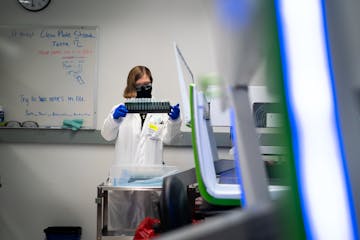 Samantha Brandt uncapped saliva samples, checked the volume for each sample, and prepared them for extraction. IBX, Infinity Biologix, has the ability