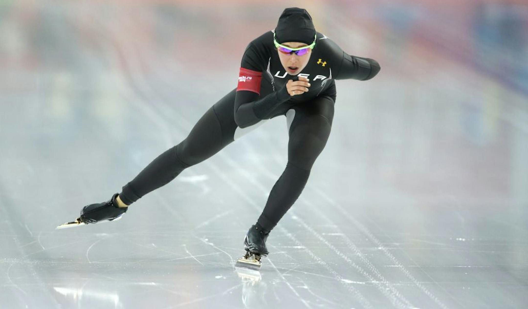 Duluth's Anna Ringsred competed in the women's 3,000-meter speedskating race at the Adler Arena Skating Center in Sochi, Russia, on Sunday.