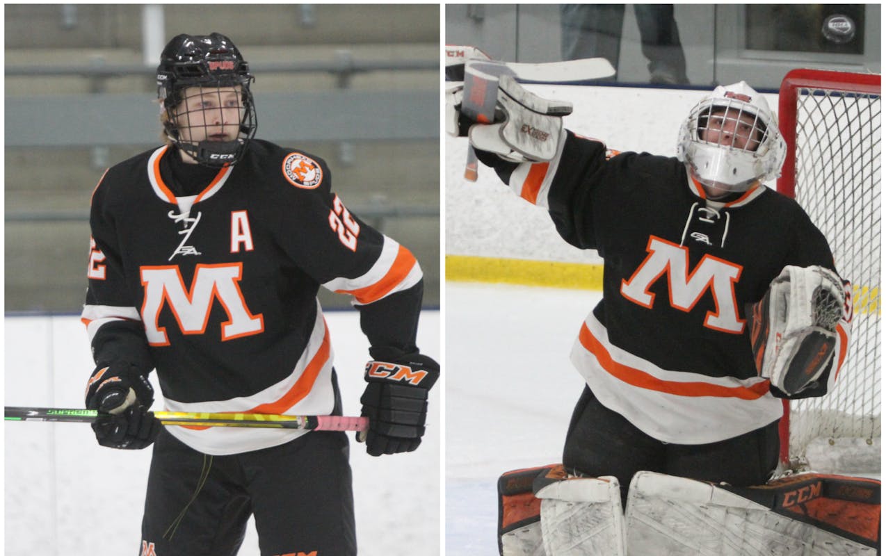 Moorhead has been propelled by forward Aaron Reierson (left) and goalie Kai Weigel this season.