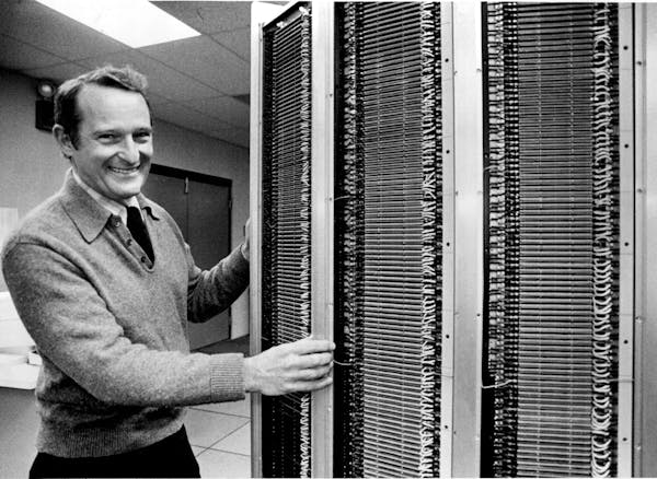 November 7, 1982 Seymour Cray, founder of Cray Research, and the company's first supercomputer, the Cray-1. Upgraded models of the Cray-1 now are bein