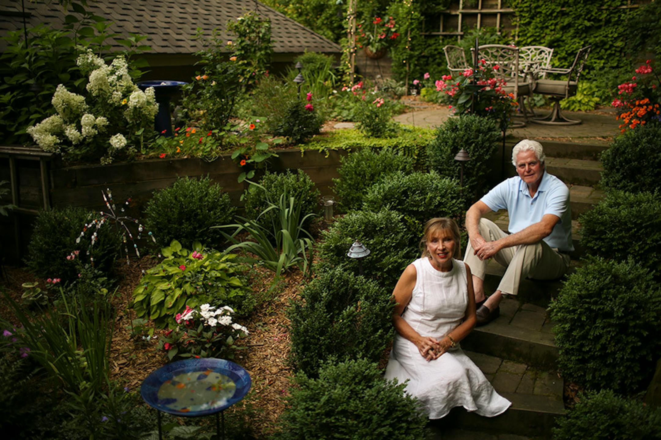 Stephanie and Fred Groth in their Eagan garden.