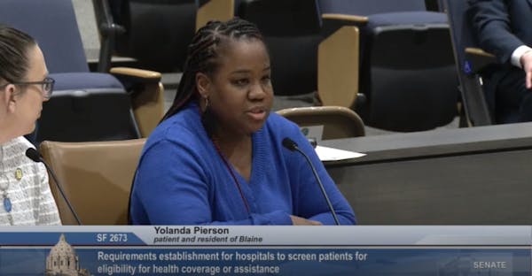 Yolanda Pierson testified before a Minnesota Senate committee in March in favor of a requirement that hospitals screen patients for charity care and f