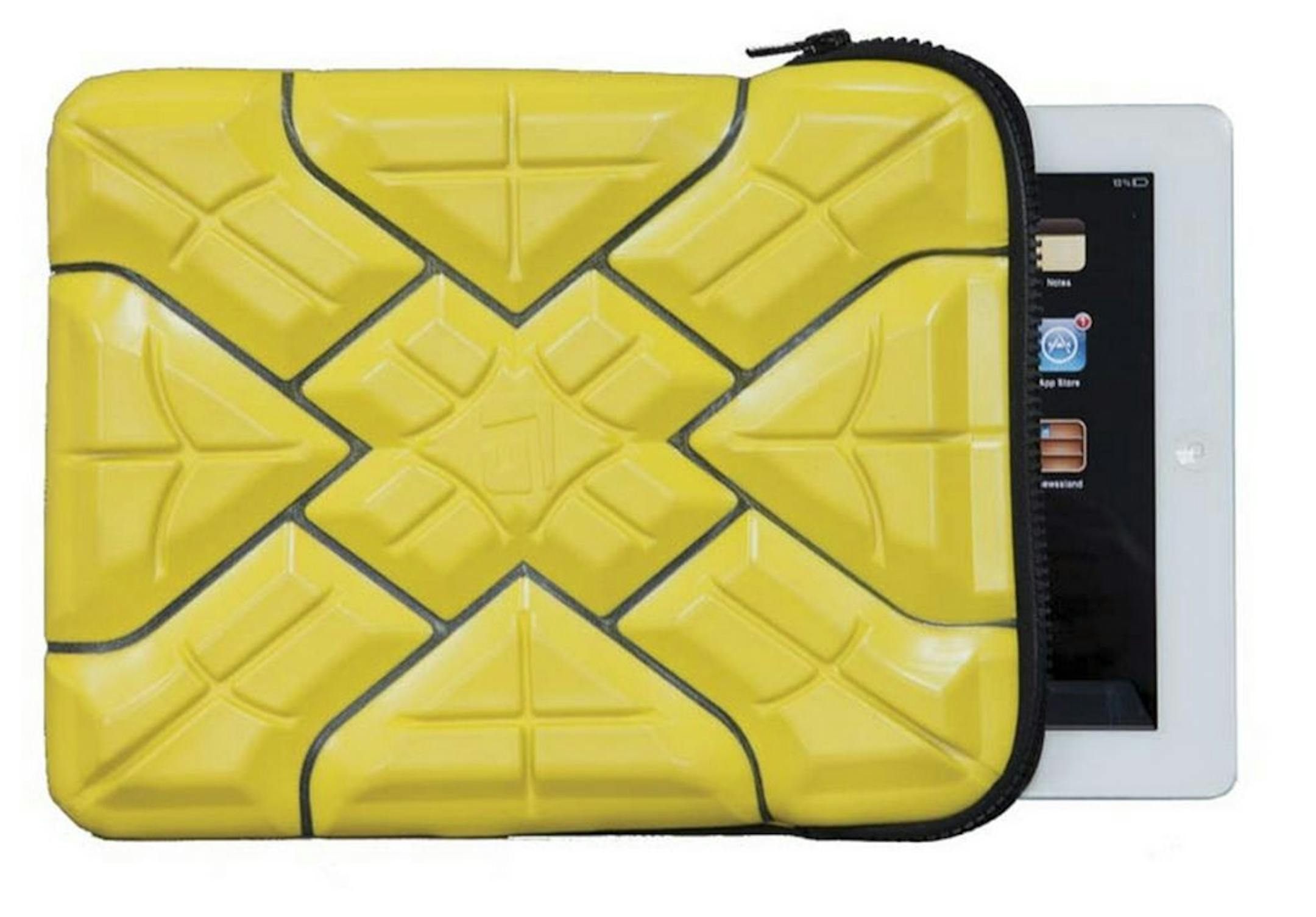 A product shot the G-Form Extreme Sleeve 2 for the iPad, in an undated handout photo. The sleeve, like other G-form products, is made of "rate dependent material," which is a kind of soft foam that hardens temporarily under impact, creating an instant protective shell. (Handout via The New York Times) -- NO SALES; FOR EDITORIAL USE ONLY WITH STORY SLUGGED CIR-GEEK-NOTES. ALL OTHER USE PROHIBITED.