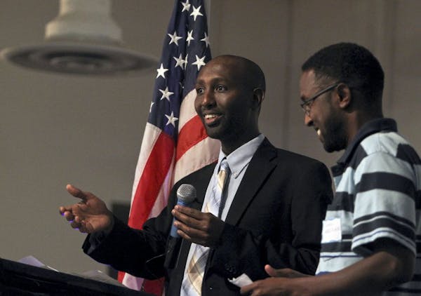 Mohamud Noor, left,with Somali political activist Jamal Abdulahi.