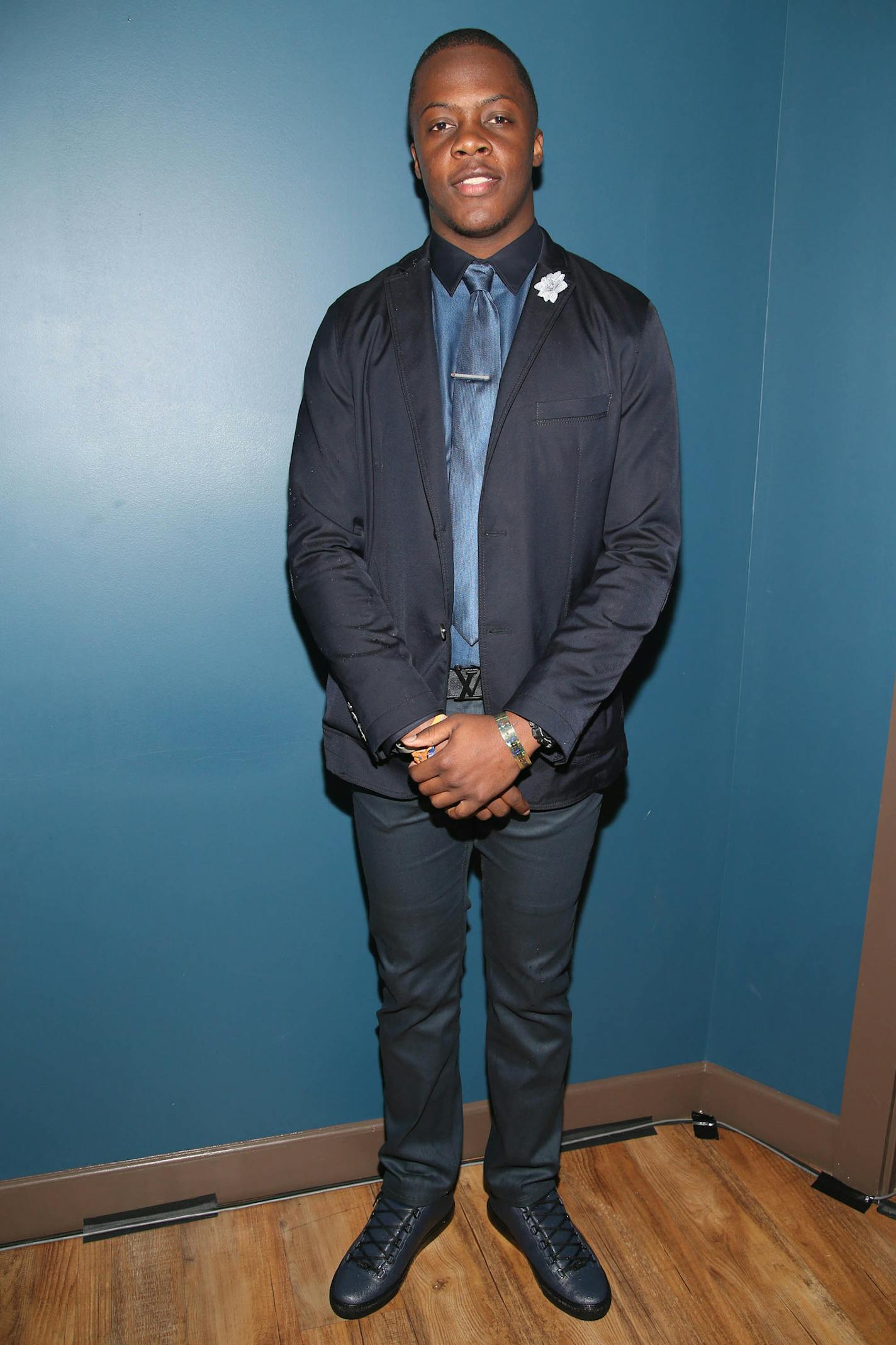 Teddy Bridgewater, of the Minnesota Vikings, arrives at the Madden Bowl XXI Super Bowl Party on Thursday, Jan. 29, 2015 in Scottsdale, Ariz. (Photo by Omar Vega/Invision/AP)