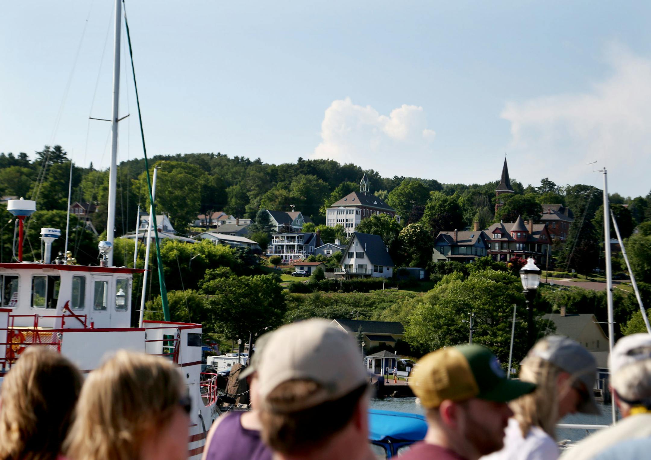 Passengers board the Superior Princess in Bayfield, Wis., ahead of a boat tour by Apostle Islands Cruises. By David Joles