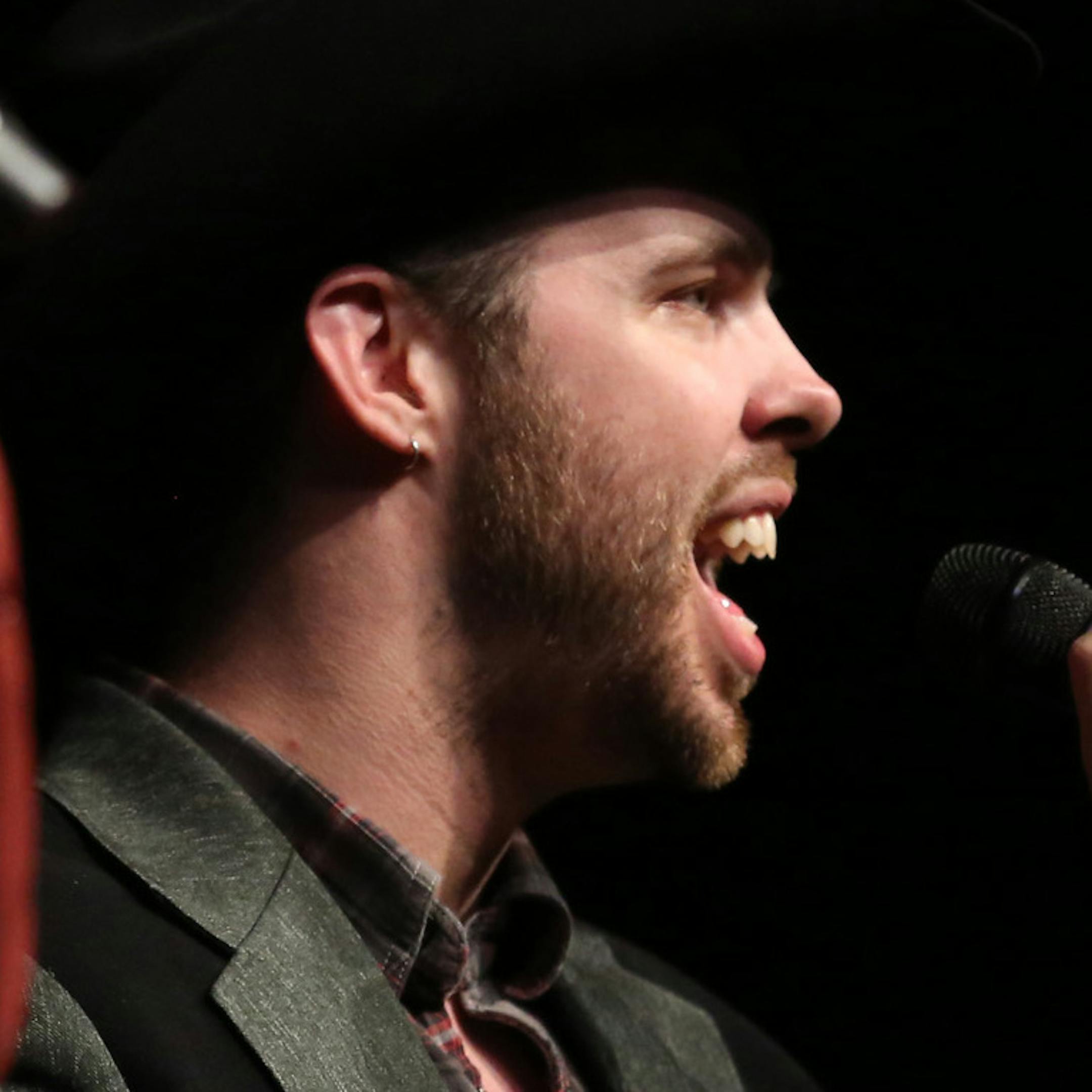 Rob Lundquist, left, and Chris Rupp performed with the rest of Home Free at La Crescent High School. ] (KYNDELL HARKNESS/STAR TRIBUNE) kyndell.harkness@startribune.com Home Free winners of NBC The Sing-Off competition visit with fans and perform at Le Crescent High School, in La Crescent, MN, Saturday, February 15, 2014.