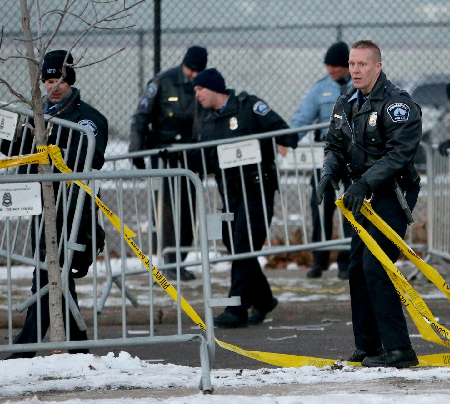 Minneapolis police swept the BLM camp early Thursday morning, removing protesters from the site and securing the perimeter around the 4th precinct.Thursday, Dec. 3, 2015, in Minneapolis, MN. Here,police remove temporary metal barriers after a more permanent barrier was installed closer to the 4th precinct.](DAVID JOLES/STARTRIBUNE)djoles@startribune.com Minneapolis police swept the BLM camp early Thursday morning, removing protesters from the site and securing the perimeter around the 4th precin