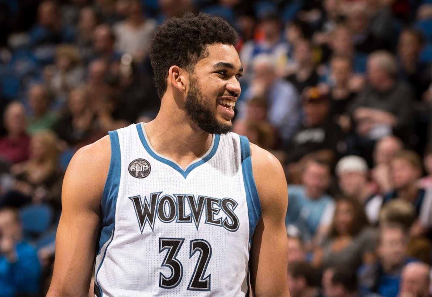 One year after Andrew Wiggins became the first Timberwolves player to win the NBA's Rookie of the Year award, teammate Karl-Anthony Towns (32) is expected to make it back-to-back winners at a Target Center news conference Monday morning.